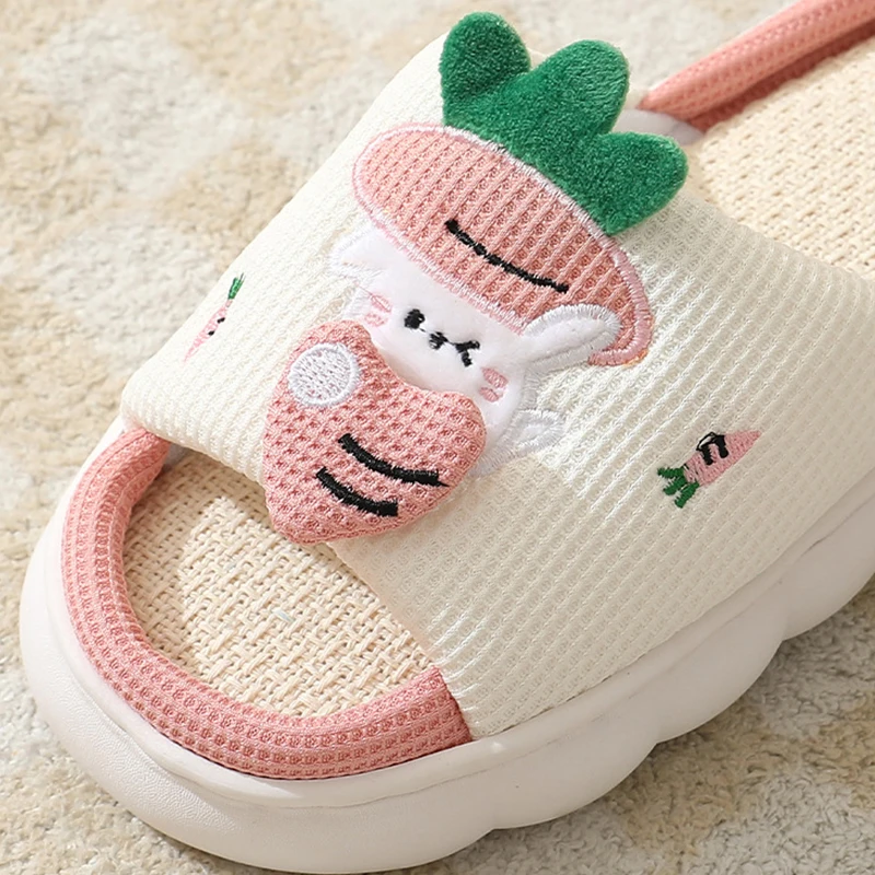 China Factory Price Wholesale Hot Selling New Design Flax Upper Cozy Soft Indoor Slippers for Women Adults Home Slippers