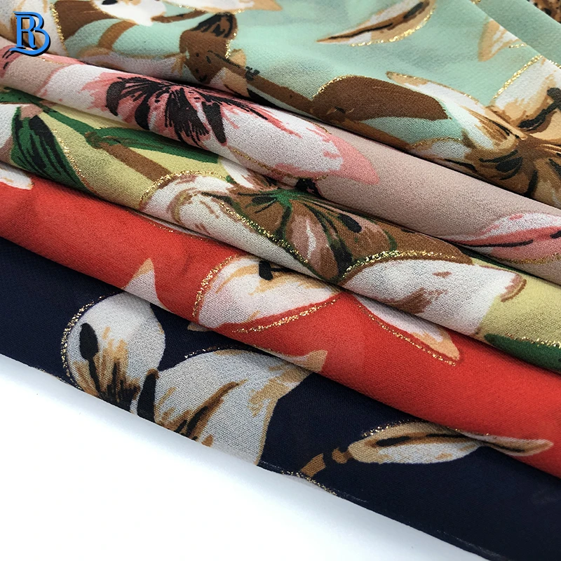 High twist 75D low price woven pleating soft hand feeling korean chiffon fabric for dress