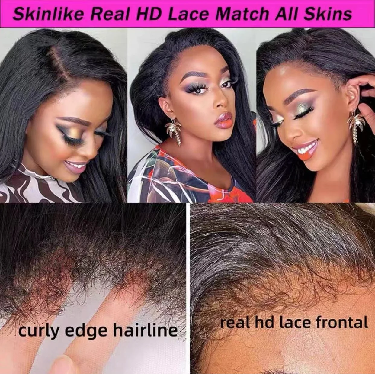 Wholesale 4C Edges Natural Hairline Wig Kinky Straight HD Lace Front Human Hair Wigs With Curly Baby Hair Lace Frontal Wig
