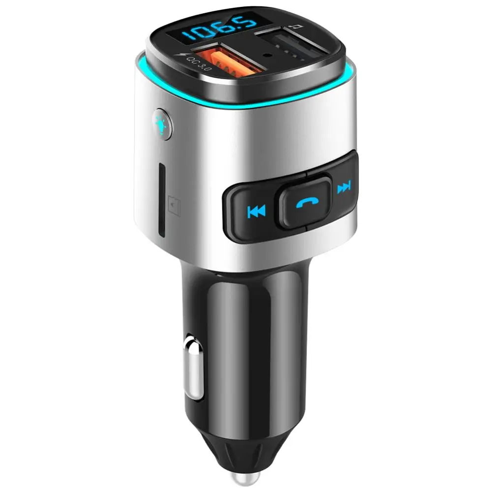 Автомобильный FM-передатчик BC41 с двумя usb-портами, беспроводное зарядное устройство, громкая связь, вызов, встроенный микрофон, музыкальный автомобильный комплект, mp3-плеер, BT, автомобильный fm-передатчик