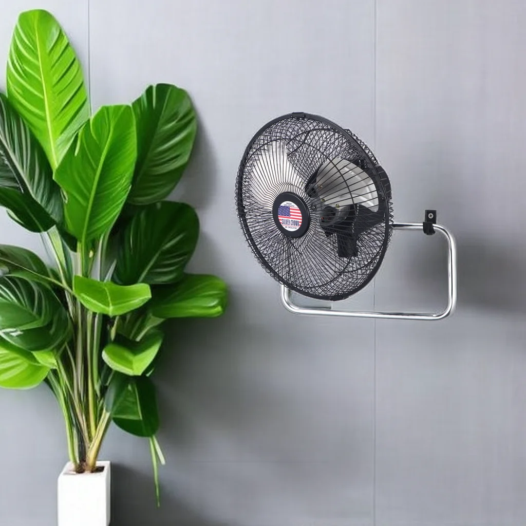 10-Inch High-Speed Wall-Mounted Electric Cooling Metal Fan 110V 3 Adjustable Air Flow Mechanical Control Household Garage Use