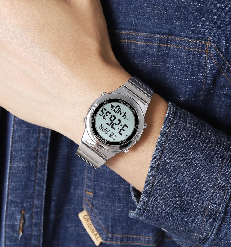 SKMEI 2200 islamic finder qibla direction compass muslim digital al fajr azan watch wrist times prayer black watch for men ultra