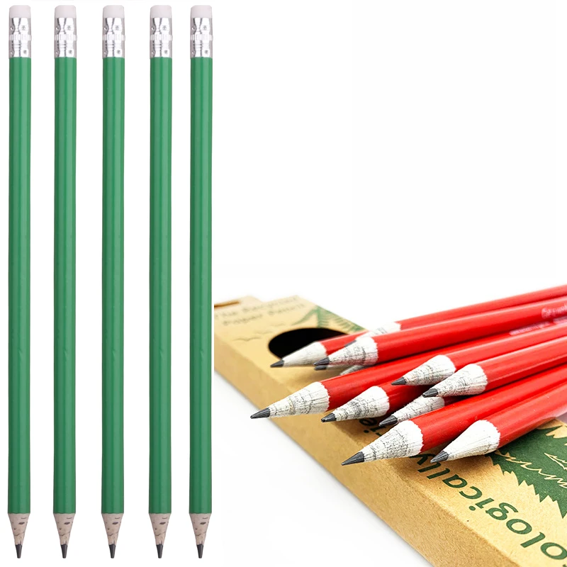 Customized kraft drawing hb pencil paper newspaper recycled cheap paper pencil