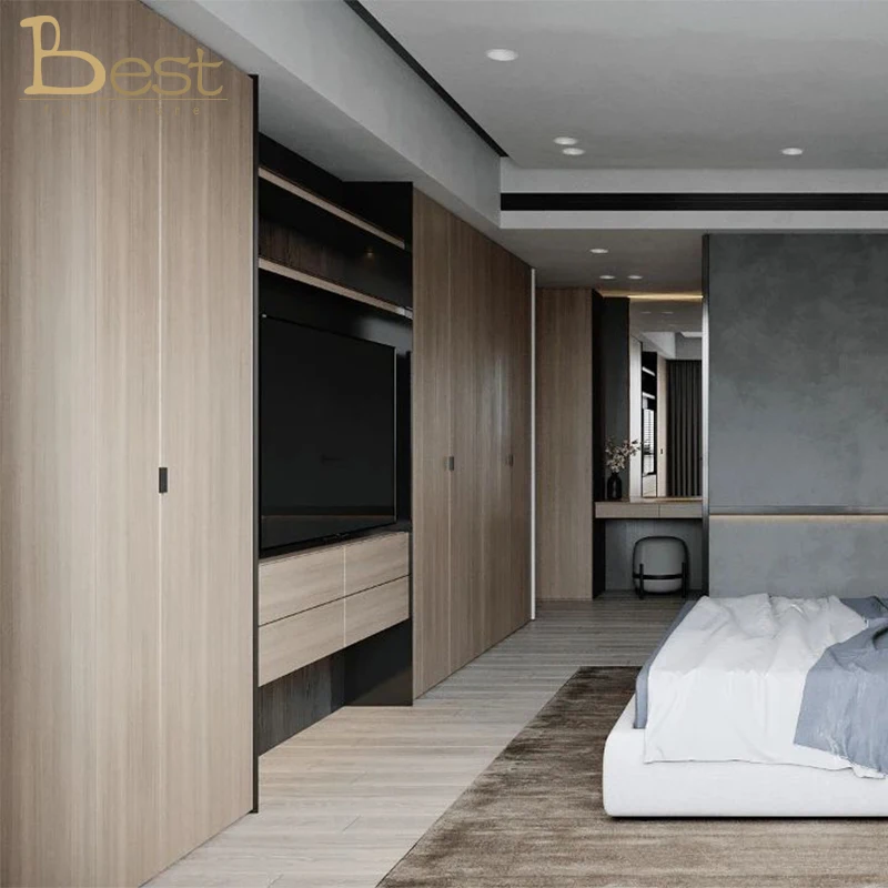 Modern Luxury Design Bedroom TV Cabinet Closet Wardrobe Set