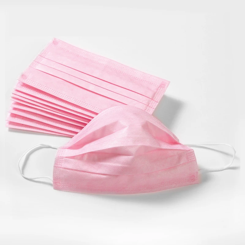 High Filtration BFE>95% type i EN14683 Pink disposable medical surgical mask with elastics - 3 ply (box of 50)