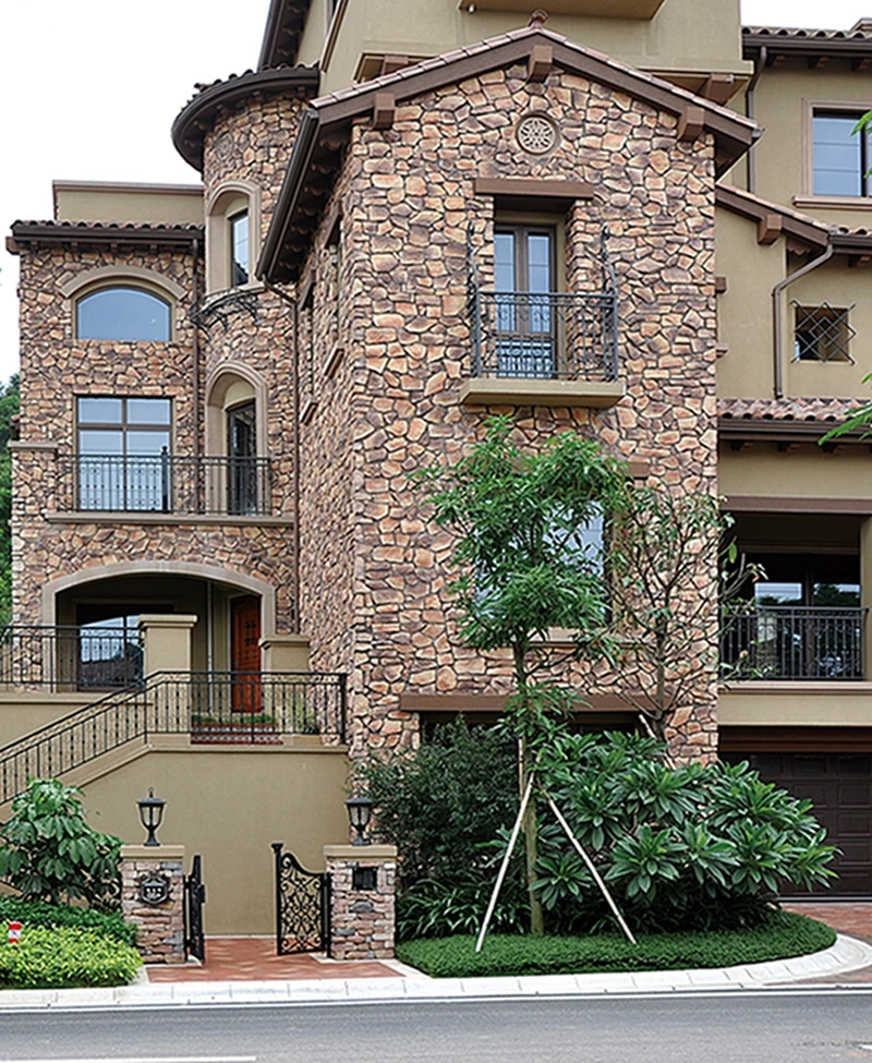 faux stone wall tile facade panel wall cladding stone artificial river stone