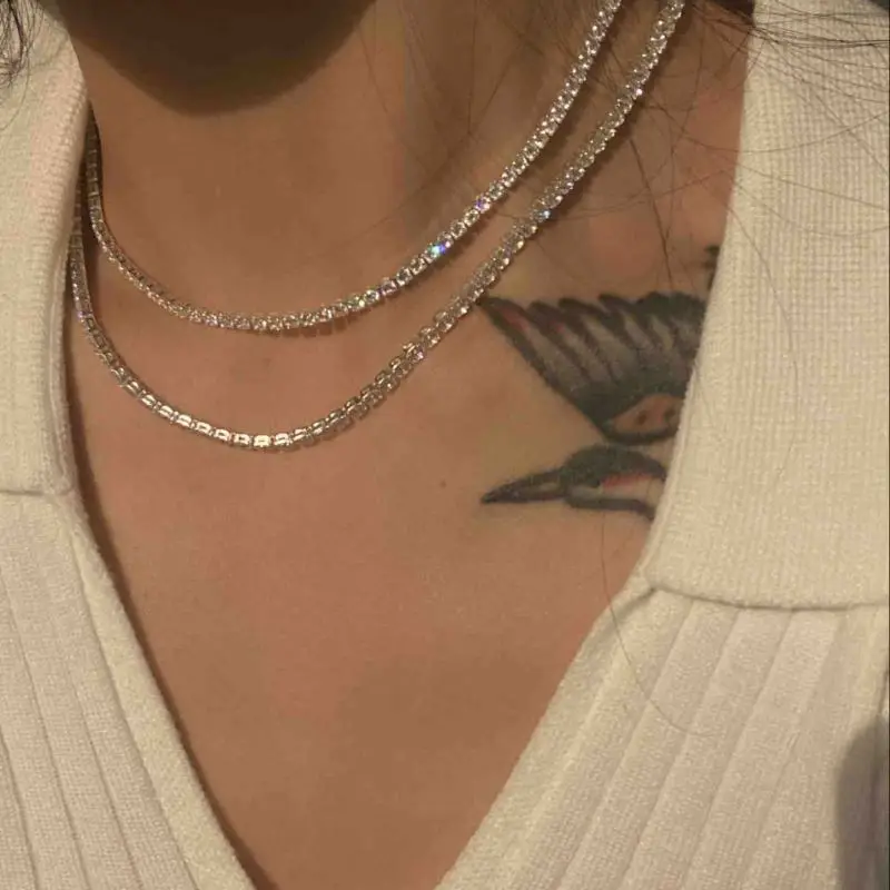 Surprise Price Sweater Chain Necklaces  zircon name necklace zircon choker chain iced out white gold chain for women for party