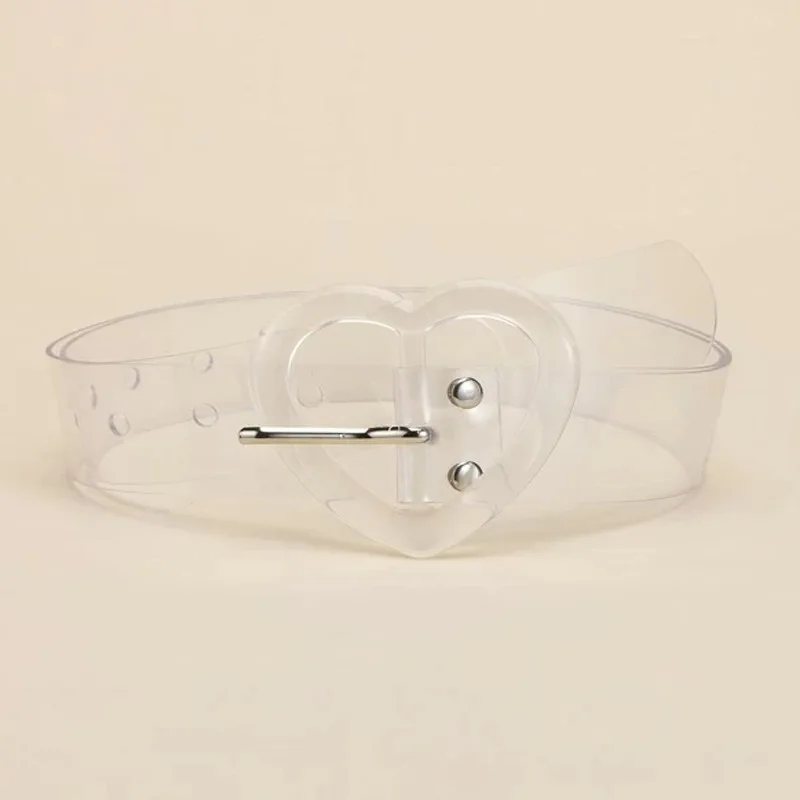 Новый прозрачный кожаный ремень с пуговицами