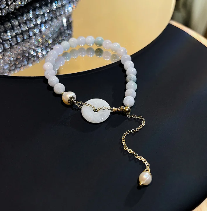 
Chalcedony geometry bracelet female Chinese element hand string gift retro bracelet 