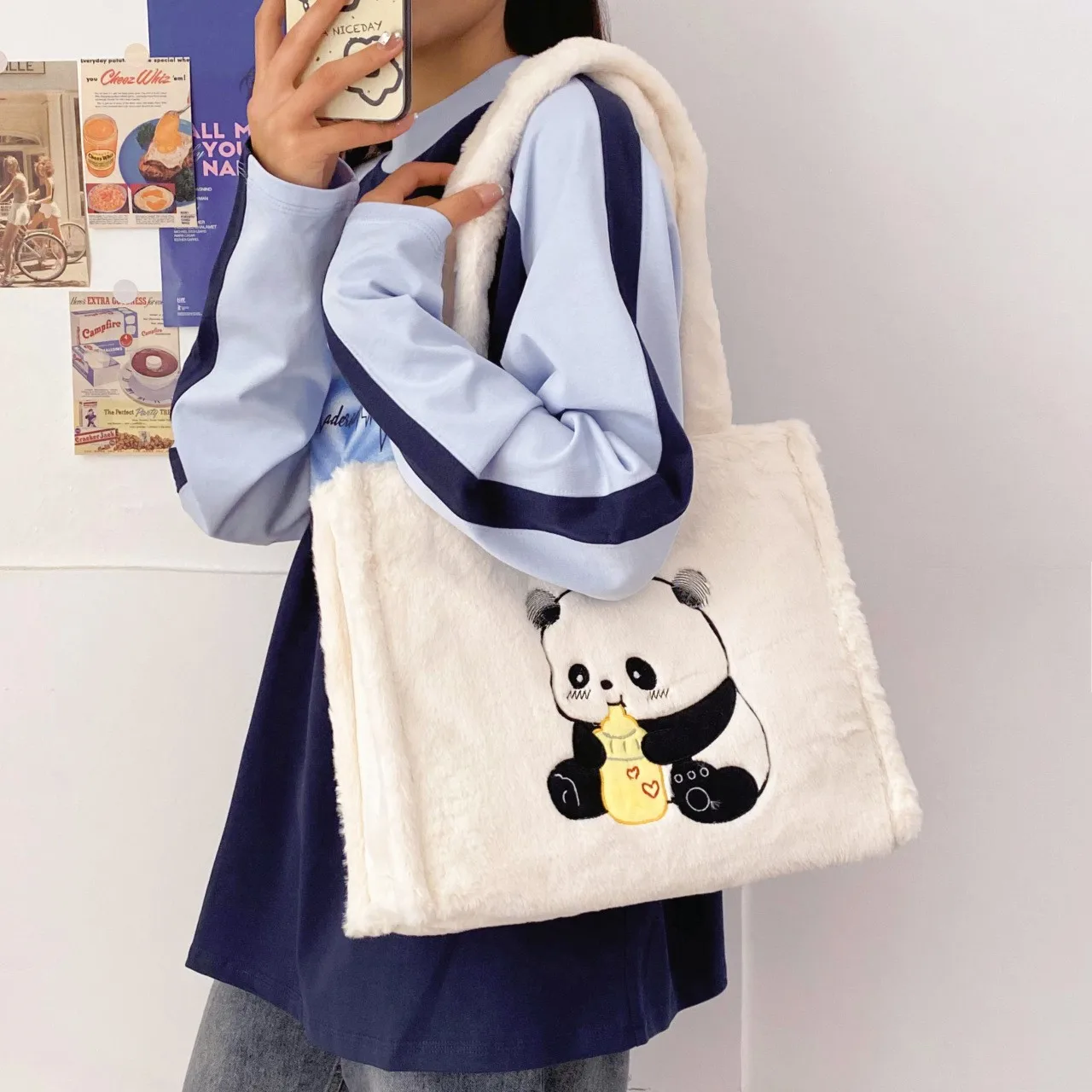 Kawaii Cinnamoroll Plush Bag My Melody Anime Handbags Cat Dog Kuromi Melody Plush Backpack