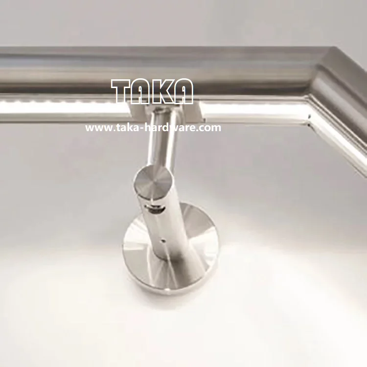 DIY easy install customized measurement  wall mount stainless steel or wooden handrail with LED light