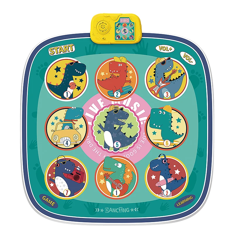 Hot selling baby novel and fun dinosaur music carpet game dancing blanket parent-child interaction musical toys for kids