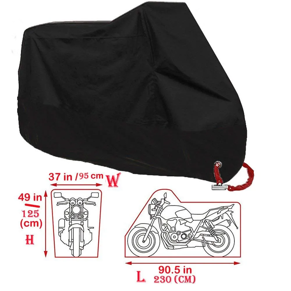 Motorcycle cover 210D waterproof uv proof black outdoor