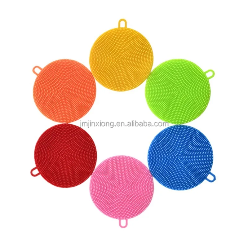 Wholesale Custom Colorful Double-sided Round Head Dish Brush TPE Dishwashing Silicone Cleaning brush