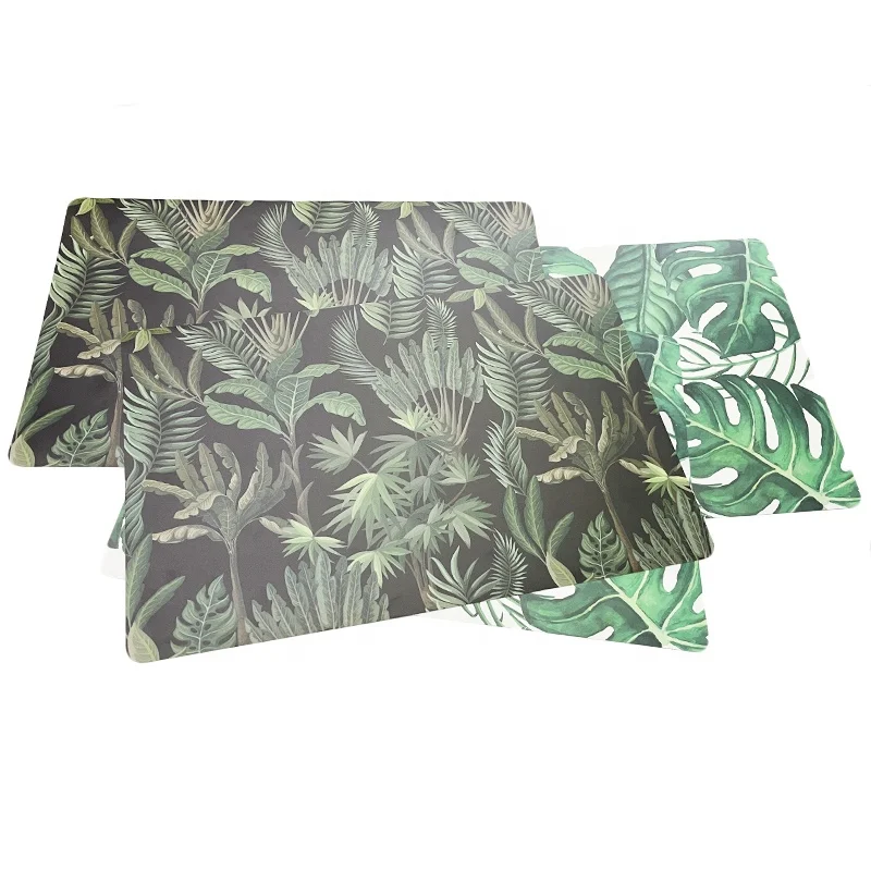 Custom Eco Printed Rectangle Round Washable Heat Resistant pp plastic placemats for dining table christmas
