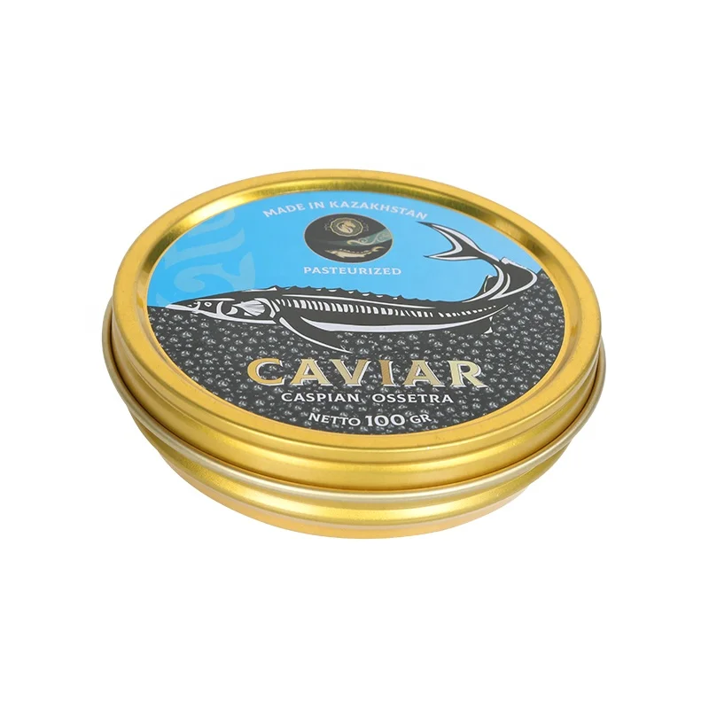 2024 Hot Sale Custom Food Grade Empty Caviar Tin Box Round Tins Self Seal Caviar Packaging With Tin Lid