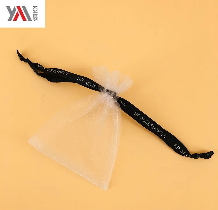 Factory direct sales transparent drawstring organza gift bag logo