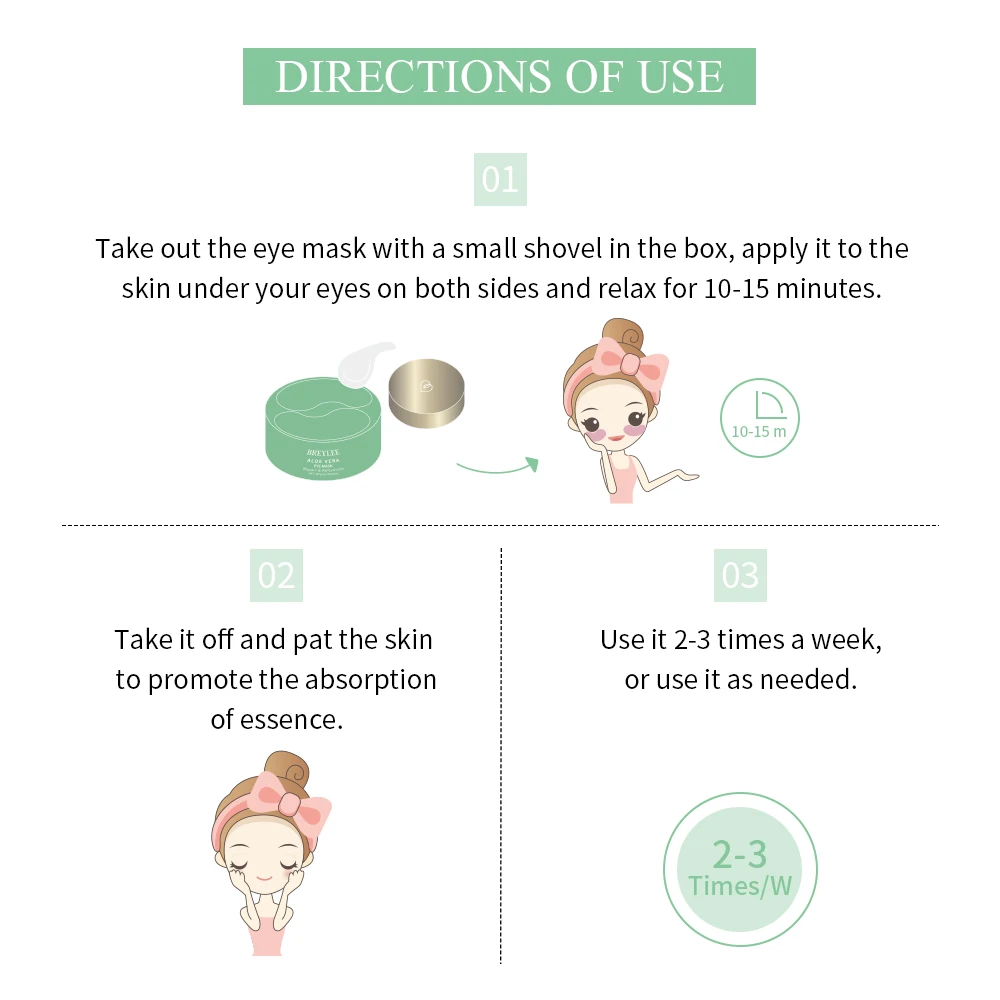 BREYLEE high quality aloe vera  eye skin care brithening repairing eye mask gel patch moisturizing repairing eye mask