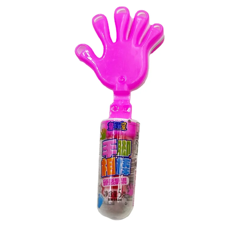 HY Toys20 kids delicious and fun candy toy plastic mini clapping hand clapper small foot lollipop