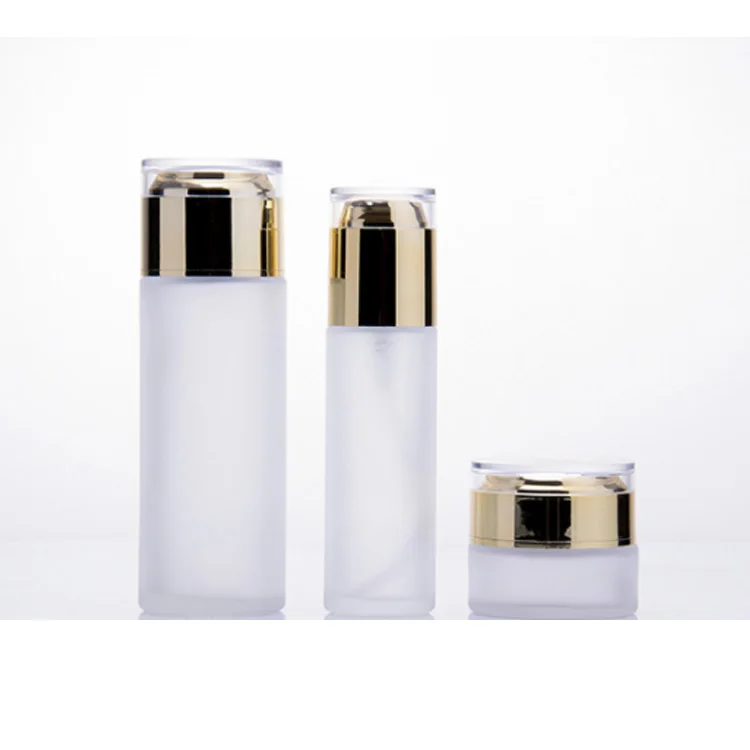 Luxury Skincare Packaging Empty Round 30ml 50ml 100ml Cream Cosmetic Glass Jar Toner Pump Lotion Bottle