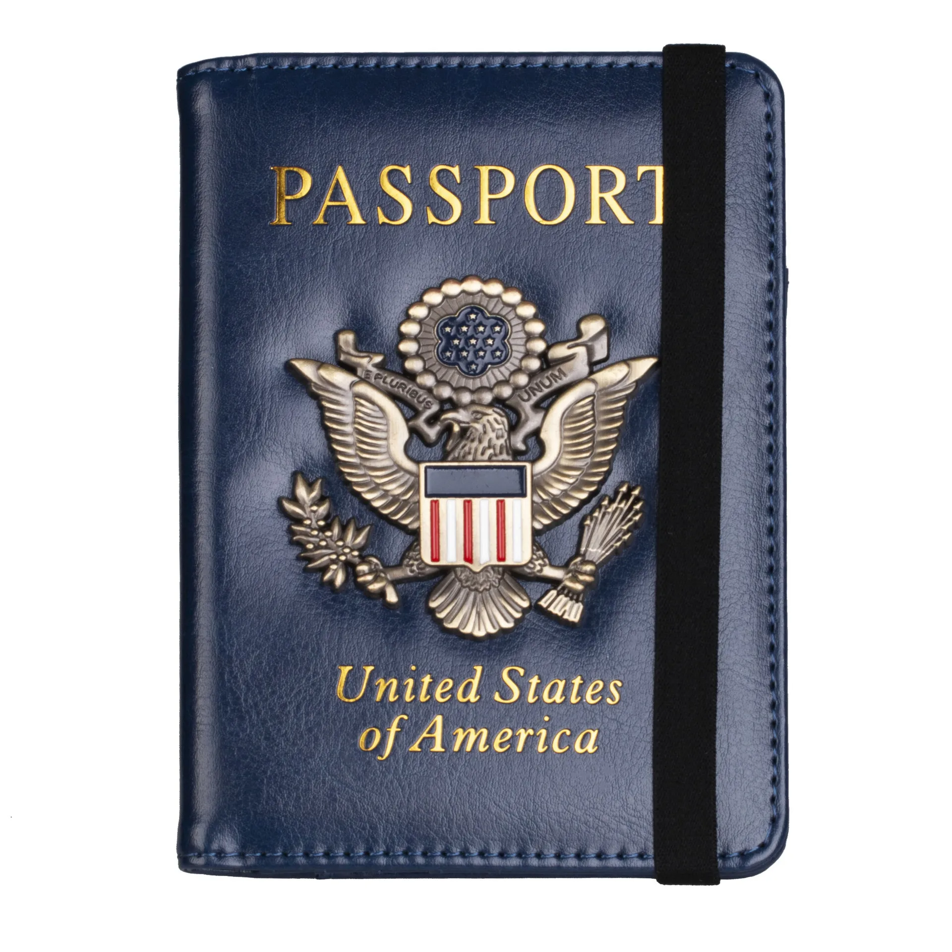 Custom Creative Passport Holder Cover With 3D Metal Badge - RFID Blocking Leather Passport Wallet And Case For Family