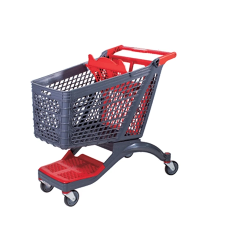 Cheap 210L All Plastic Enhanced Shopping Cart Grocery Store Steel Trolley Supermarket Shopping Carts