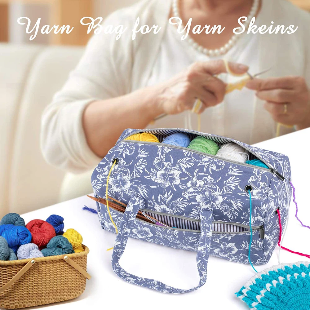 Large Craft Organizer to Store Crocheting & Knitting Supplies Crochet Bag Portable Yarn Storage Knitting Storage Bag