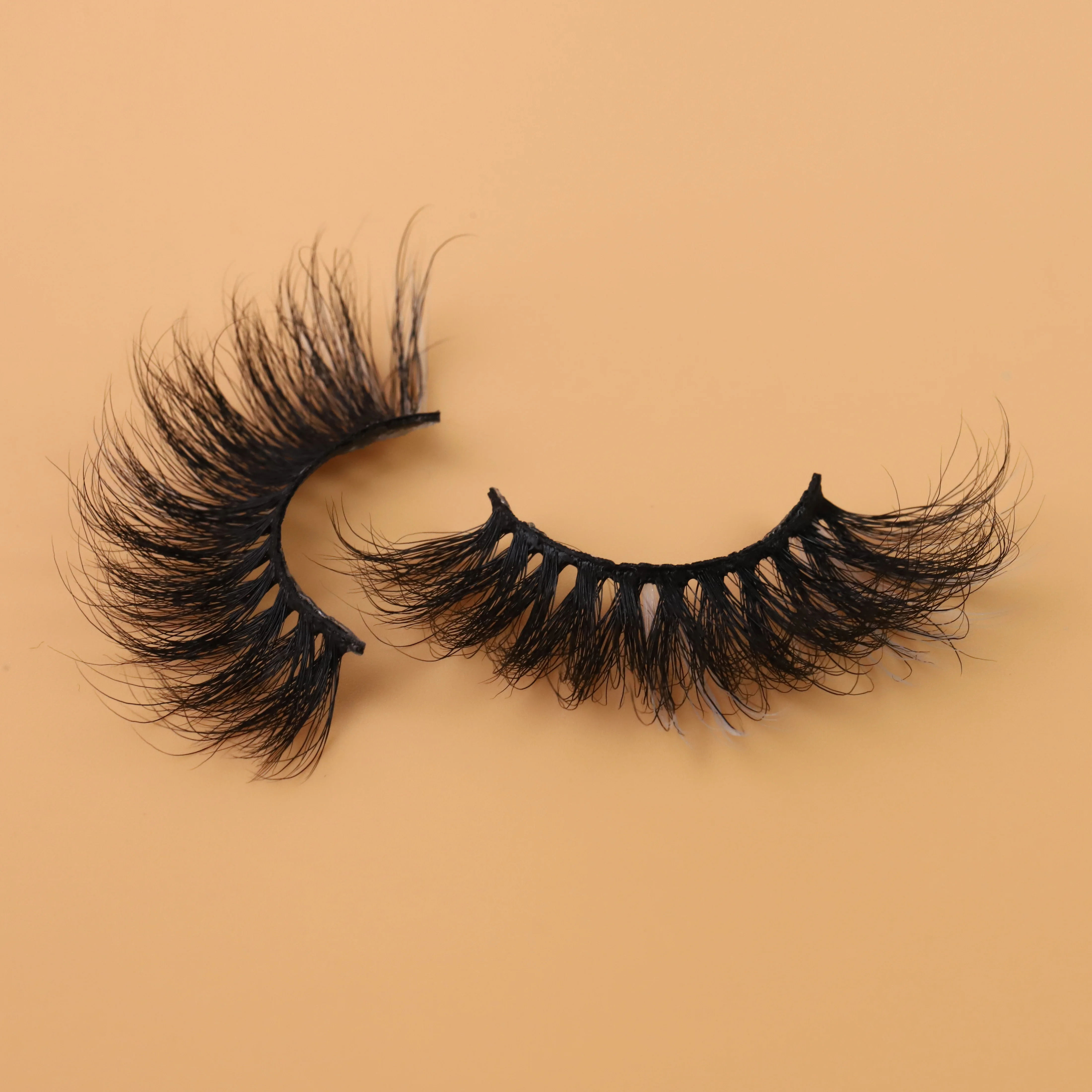 wholesale 25 mm and double color eyelashes washable inflexible100% hand made siberian mink eyelashes