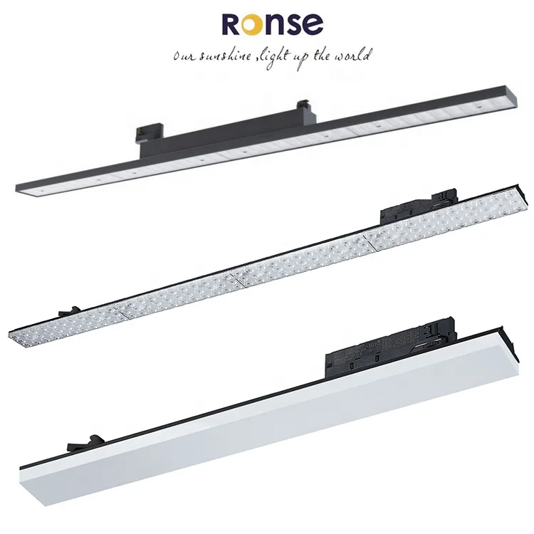 RONSE Mall Lighting Rail System Linear Track Led Supermarket Spot Down Light 50W Stop Stores Linear Track Led Light