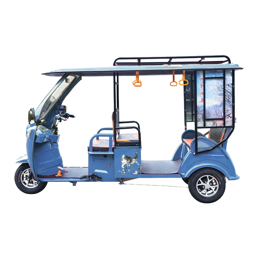 2022 Cheaper Design Enclosed Body Tuk Tuk Electric Passenger Bike 3 Wheel Taxi Tricycle With USB For Sale