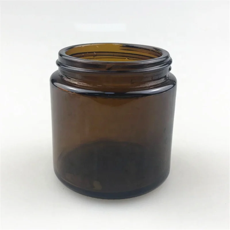 
wholesale 100 ml wide mouth 4 oz amber glass candle apothecary jars with metal lid 