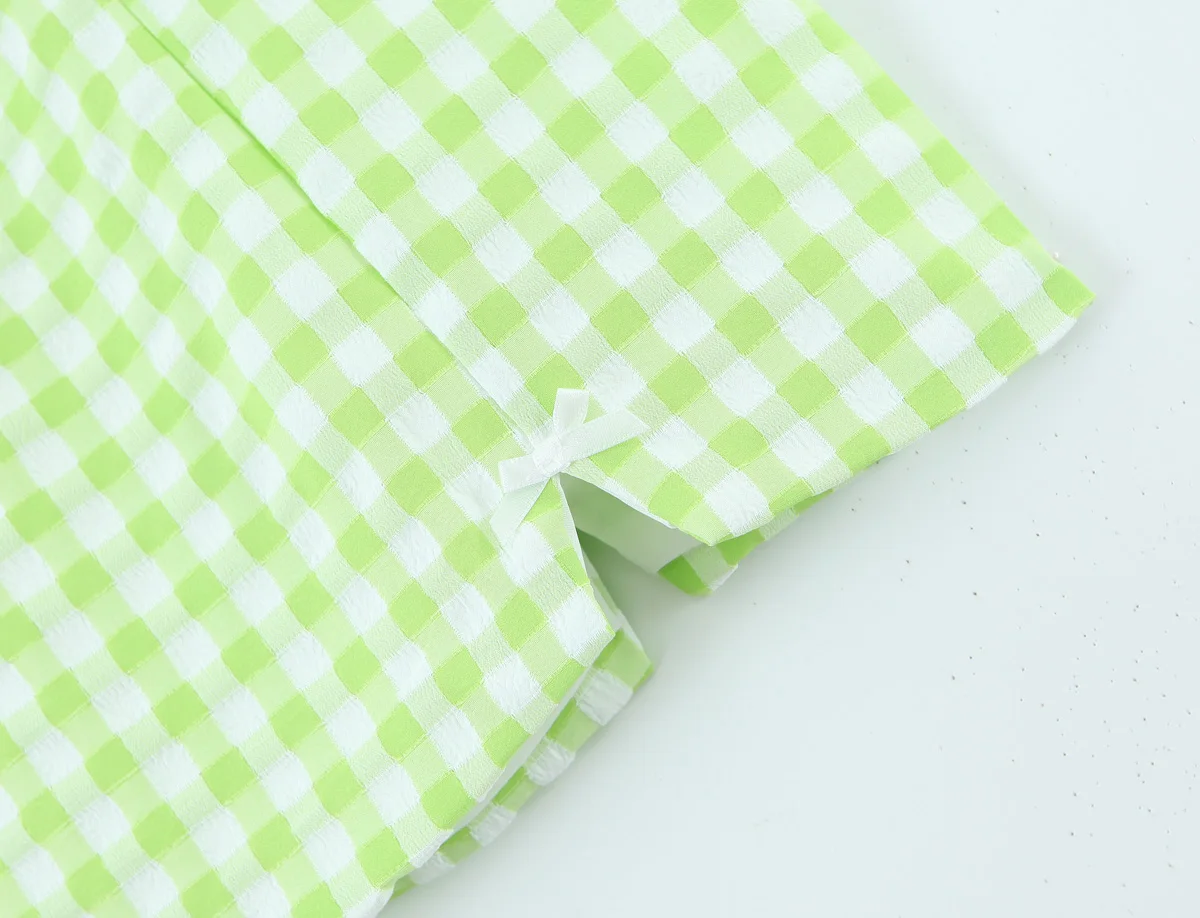 Green color front slit and bow tie back zipper casual fashion mini skirt for women