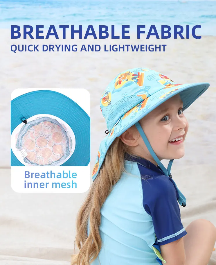 Summer Uv Protection Sun Visor Toddler Neck Cover Sun Protect Bucket Hat Kids Bucket Hat Custom Logo