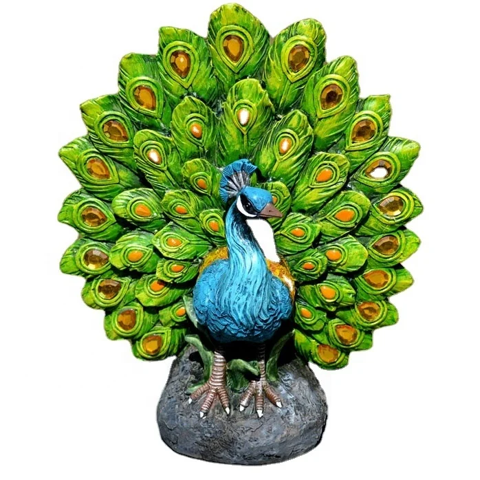 Outdoor Solar Polyresin Peacock Decoration
