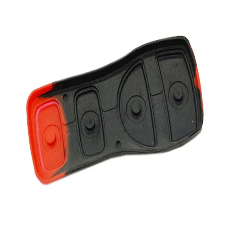 Universal car key shell replacement fob 4 buttons remote key case cover silicone rubber pads button