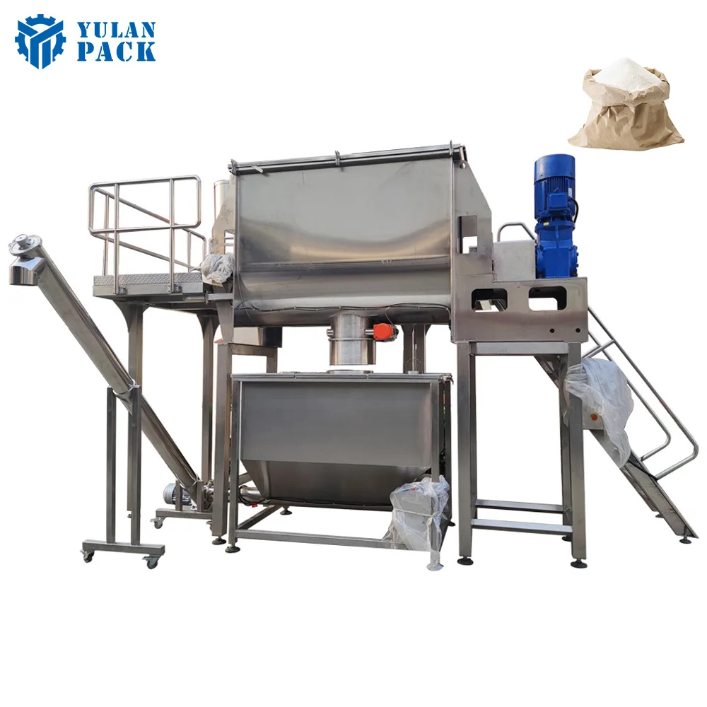 Hot sale Industrial 100 Kg Stainless Steel Double Helix Ribbon Mixer For Powder With Screw Conveyor
