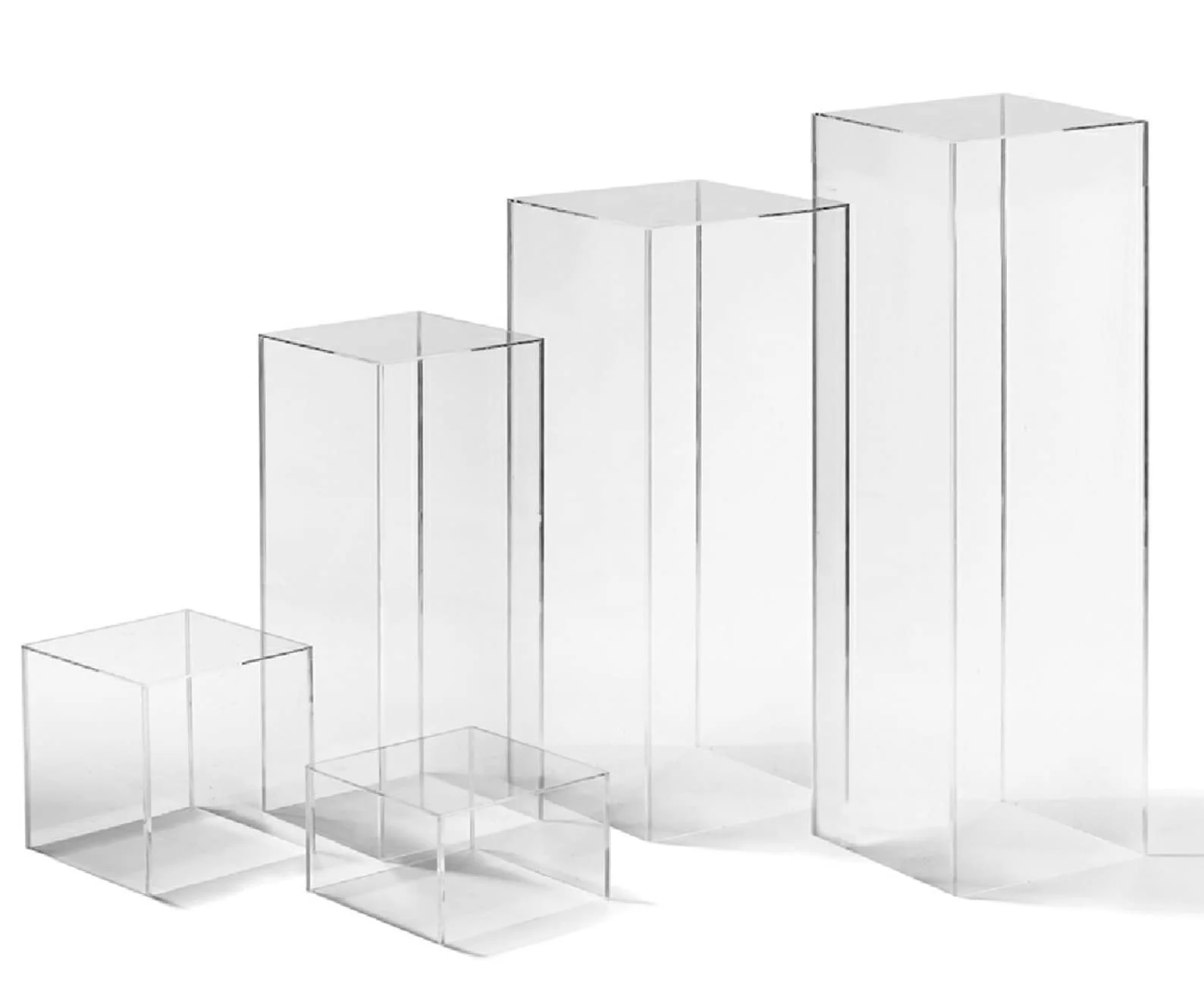 Clear Acrylic Display Boxes Pedestal Stand Riser  Column Pillar Plinth Floral Centerpiece Riser Floor Standing  Display Stand
