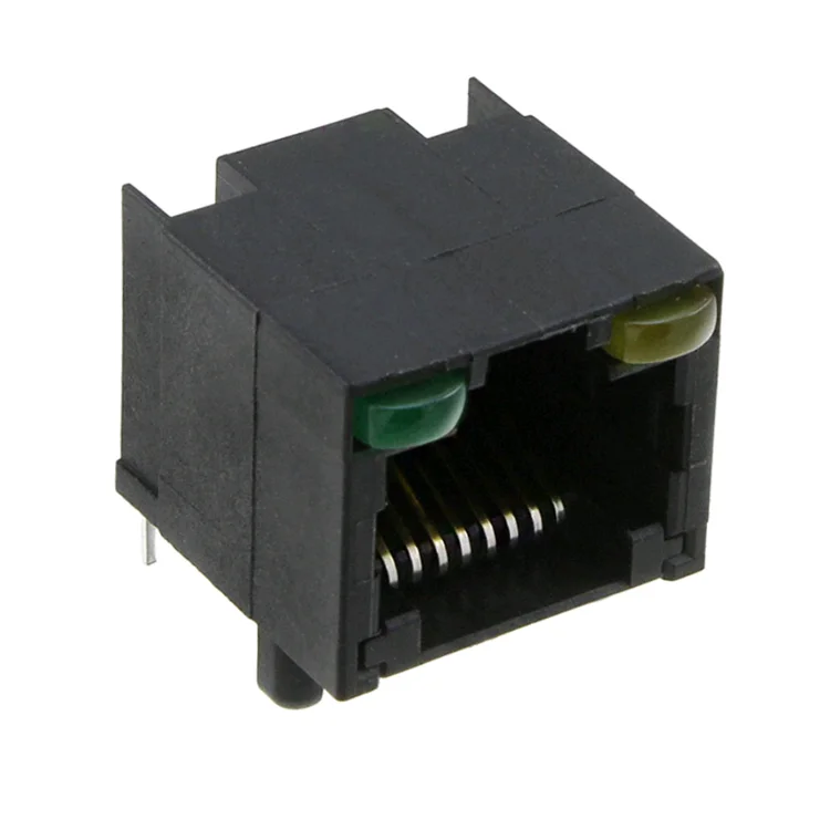 Со светодиодом 8P8C модульный гнездовой разъем PCB Ethernet RJ45