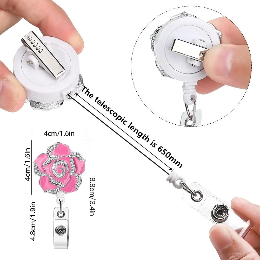 Medical Bling Retractable Badge Holder Pull Reel Badge Reel Alligator Clip