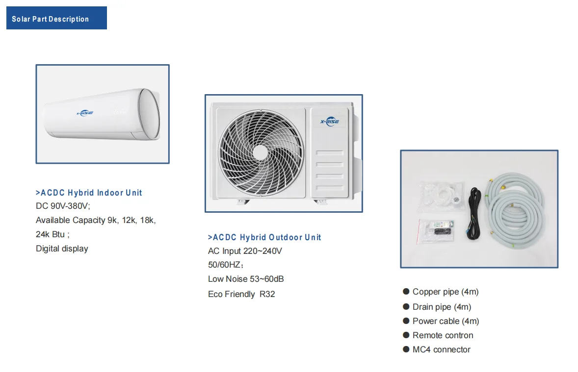 9000Btu Pure DC Split Solar Household Air Conditioner 100% Solar Energy Utilization Efficient Use of Solar Panels