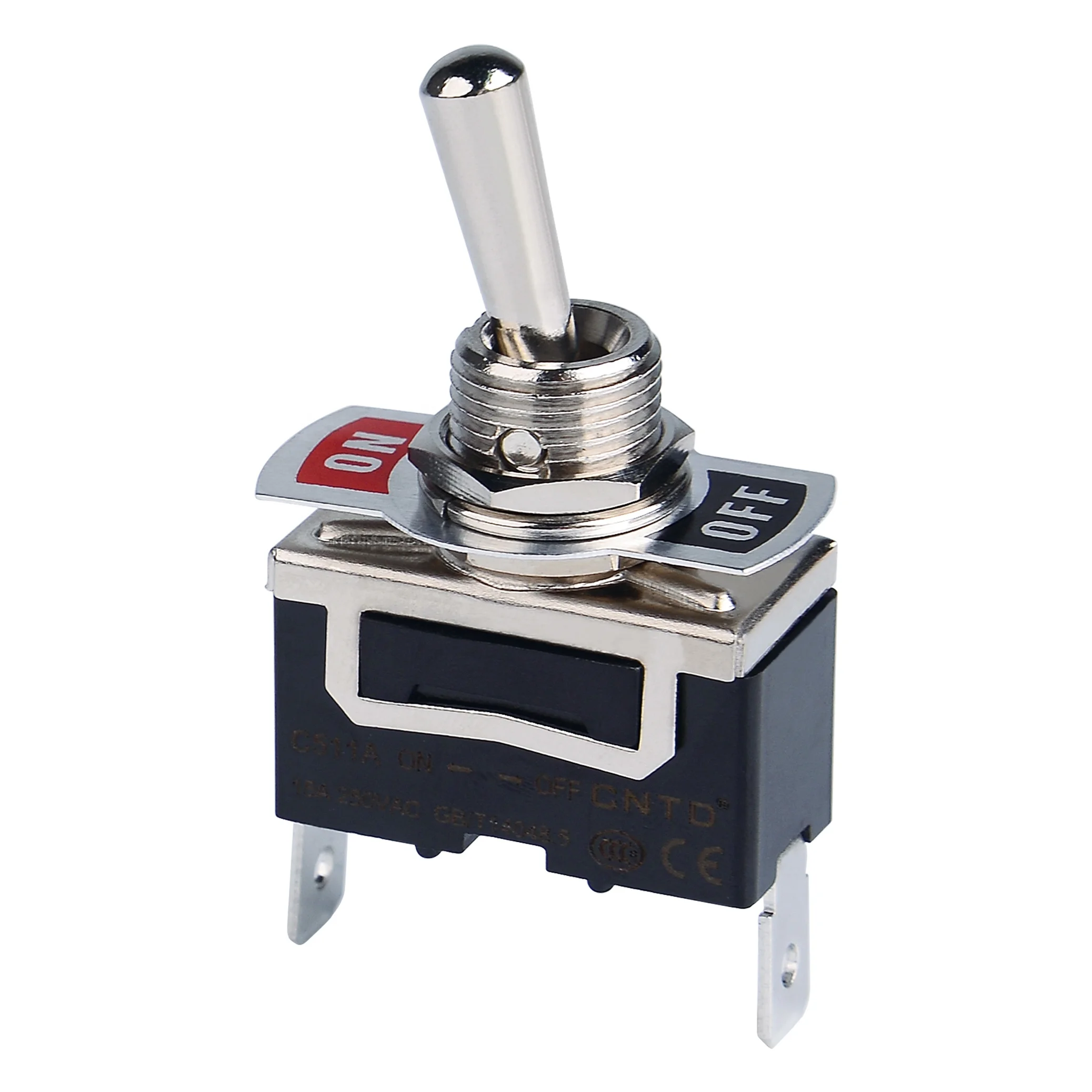 CNTD SPST Seld-locking Tab Terminal Mini Toggle Switch C511A 15A 250V 85% RH max. 500000 operations above