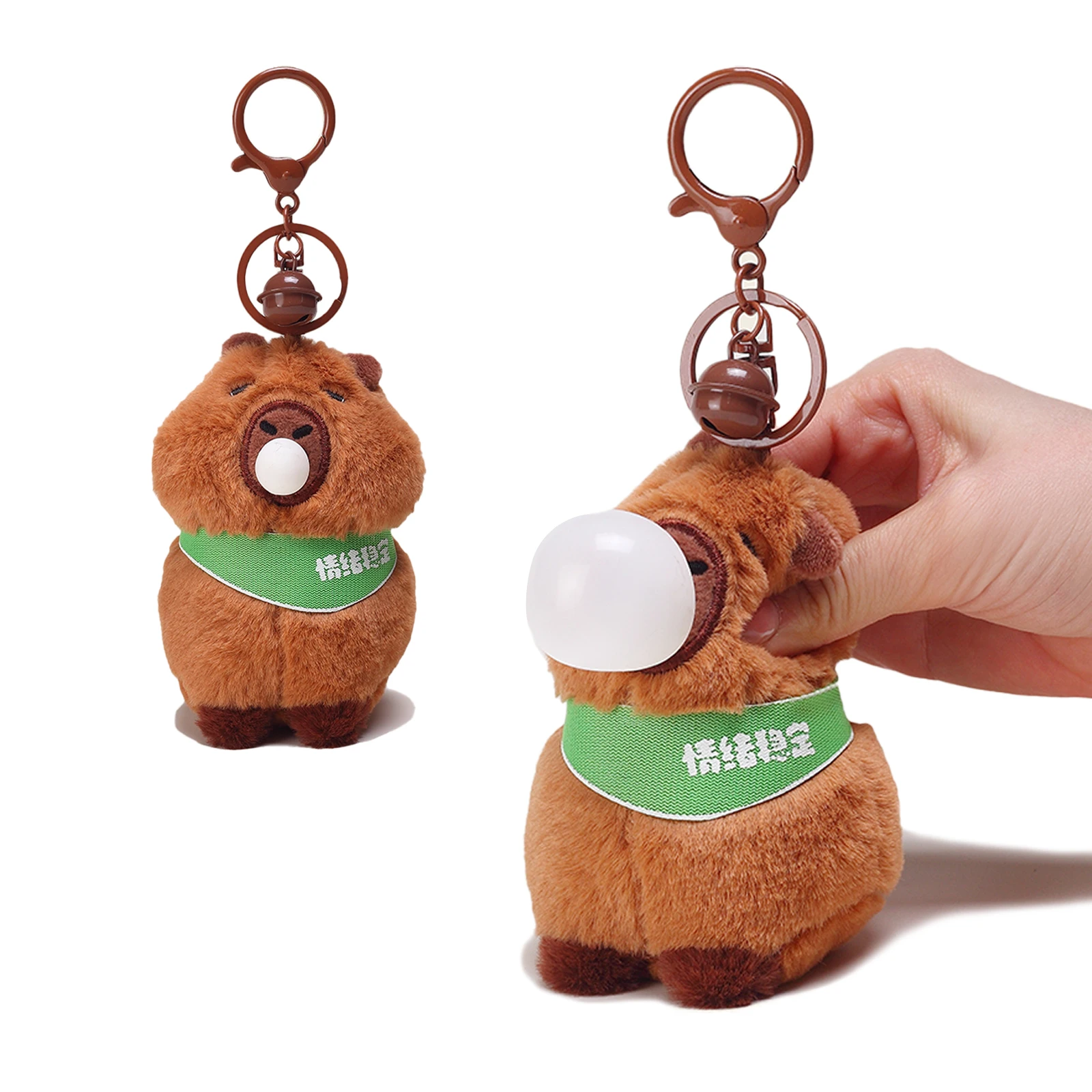 Cute Capybara Keychain,Cute  Puffer fishspits bubbles,Cute Capybara Wearing Strawberry Hat Cute Capybara
