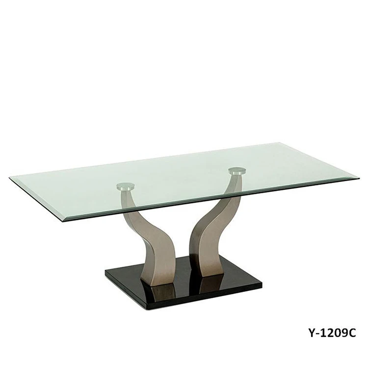 Factory Price European Style Modern Design Steady Transparent Metal Legs Living Room Furniture Glass Coffee Table