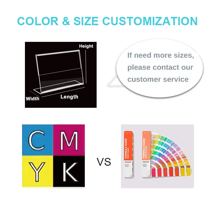 Custom L-shaped A4 A5A6 size clear acrylic menu board display stand