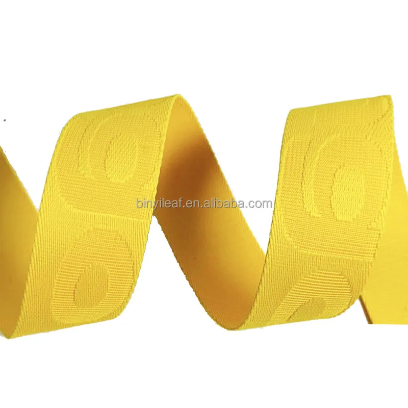 Factory Custom 38MM Embossed Woven Logo Recycled Polyester Webbing Tape Bag Strap Jacquard Durable Nylon Webbing For Shoes