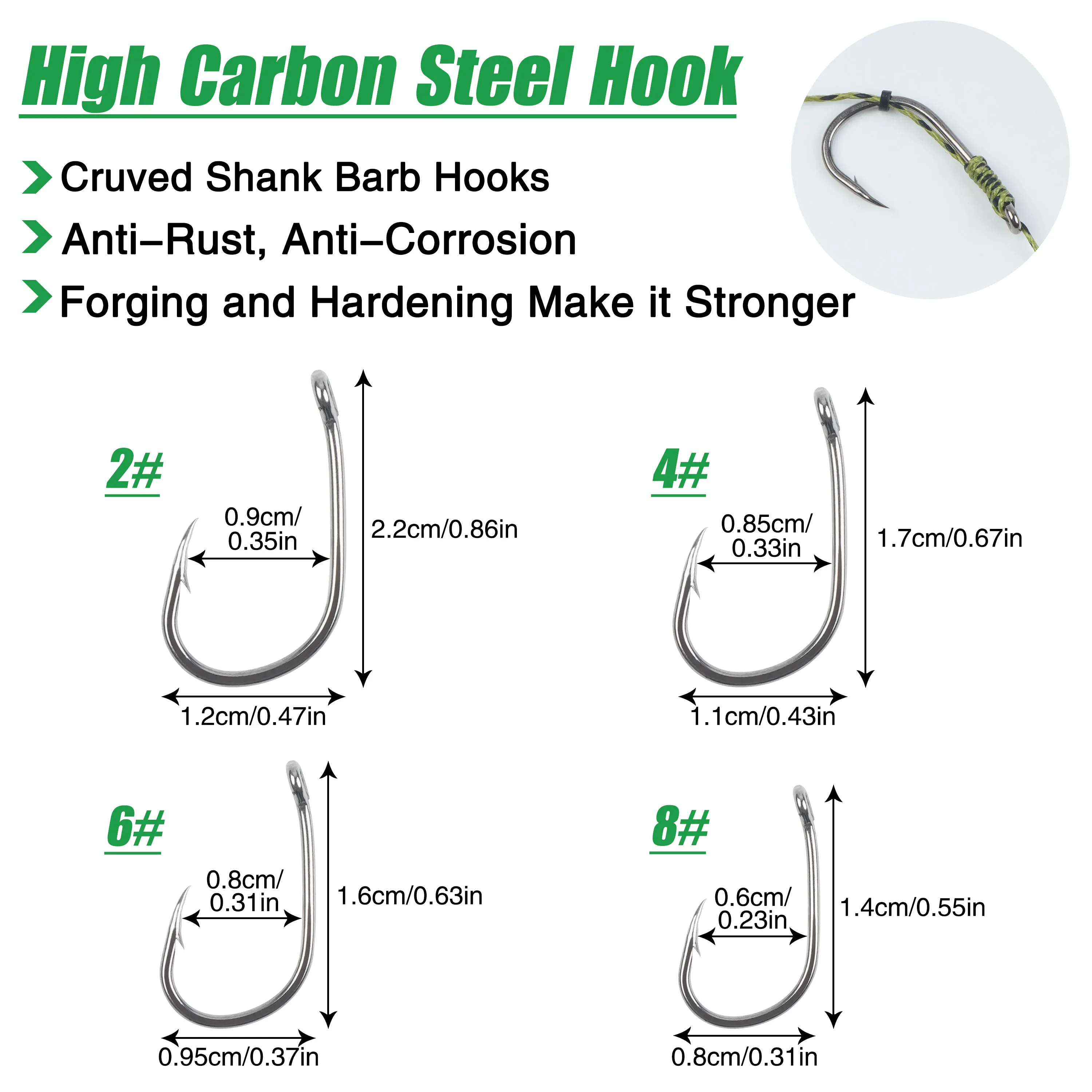 6Pcs 8340Carp Fishing Hair Rigs With Curved Barbed Carp Hook Rolling Swivels and Braid Fishing Lines for Boilies Bait Stopper