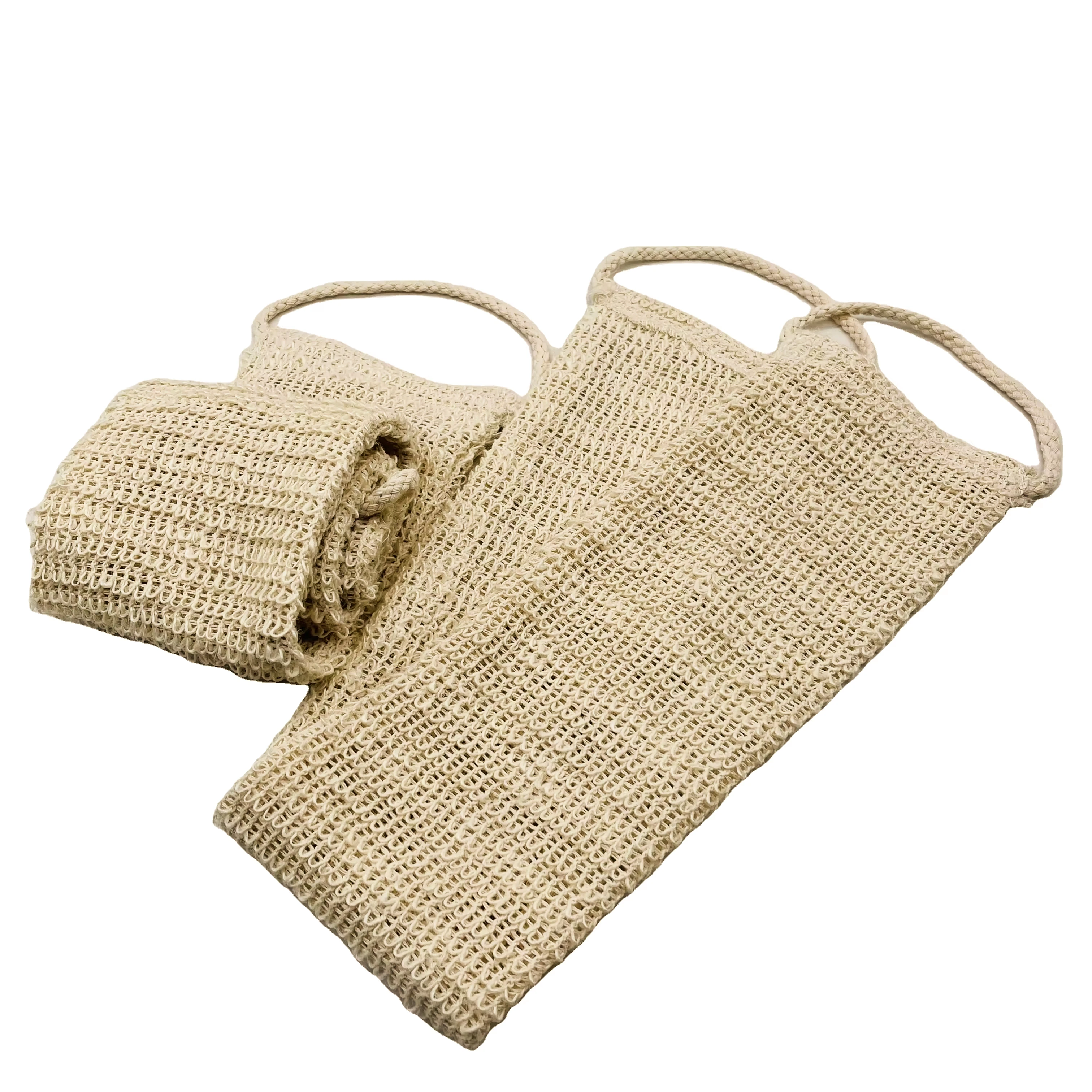 Exfoliating Loofah Hemp Back Scrubber Bath Belt Deep Mud Clean Body Washcloth Rear Scrub Pull Strap
