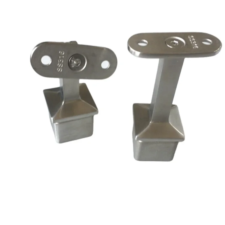 Wall mounted stainless steel satin handrail bracket adjustable square saddle holder