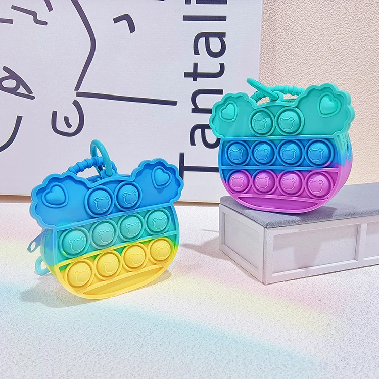 Mini Bear Pop Coin Purse Silicone Stress Reliever Popping Purse Push Bubble Sensory Fidget Coin Purse