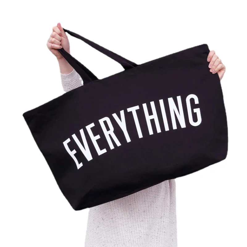 Custom Digital Print LOGO Extra Large korea Women Beach Bag Canvas Tote Shopping Handbag Wholesale